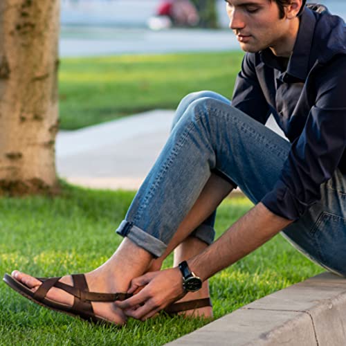 Harssidanzar Genuine Leather Sandals Mens for Outdoor Sandals Mens Adjustable Strap Sandals Leather Sandals Men GM2024