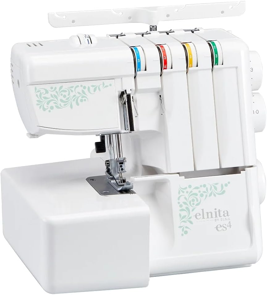 Elna Elnita es4 Serger with Lay-in Thread Tension, Color-coded Guides, Chain Stitching and LED Lamp