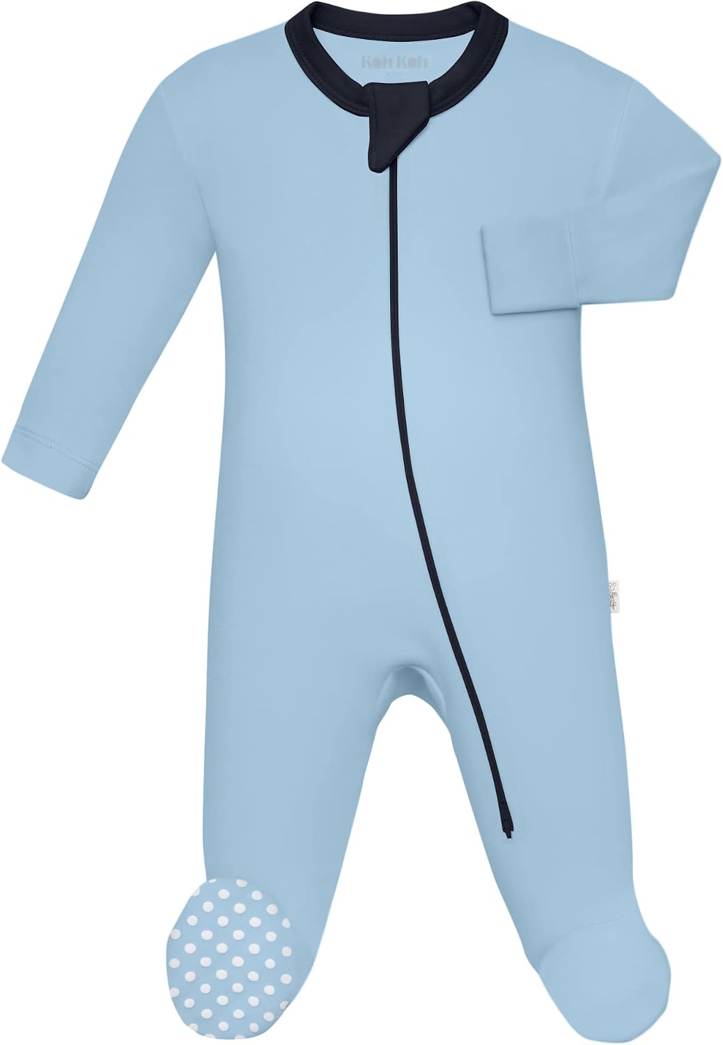 KOH KOH Kids Baby Cotton Long Sleeve Two Way Zip Footie Romper One Piece
