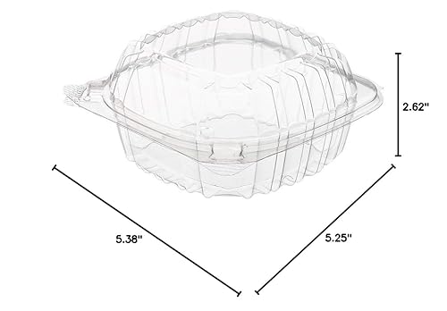 Miniatura 5 de AME D'ESSENCE (100 unidades - 5 x 5 x 3) Recipiente de plástico transparente para alimentos con tapa con bisagras, contenedor de preparación para