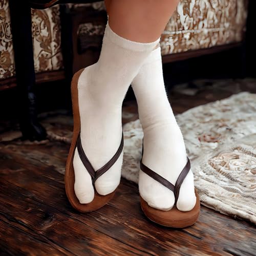 6 Pairs Japanese Toes Separated Cotton Elastic Split Socks for Unisex Free Size3