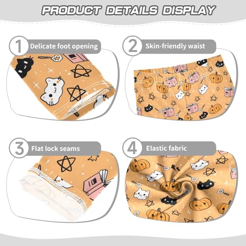 Girls' Athletic Leggings Ankle Length Yoga Dance Pants Kids Teen 4T Pumpkin Magic Book3