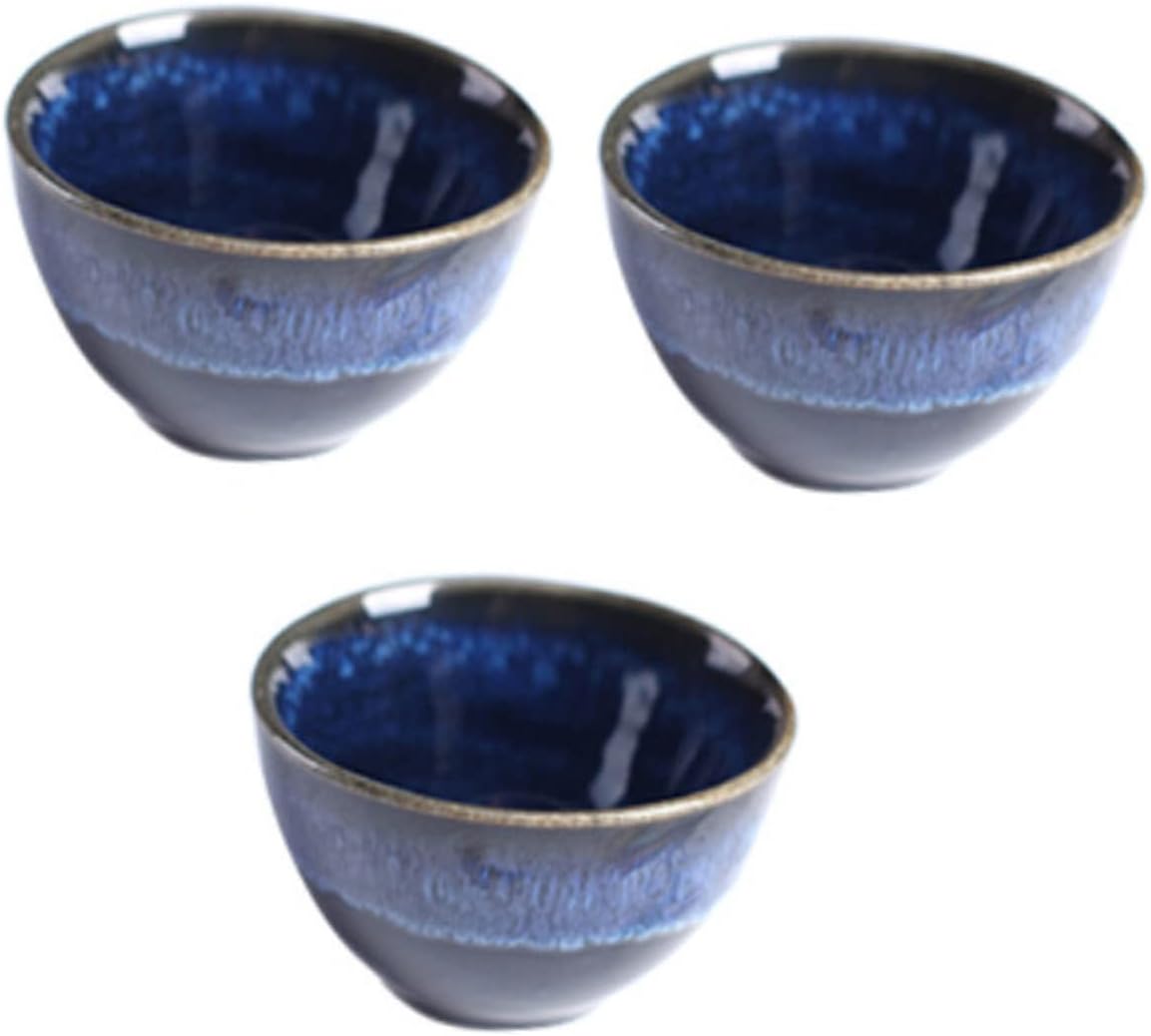 Traditional Sake Cup,Ceramic Wine Glasses,3pcs Drinking Glass Set Japanese Ceramic Mug Blue Cup Blue Ceramic Cup Japanese Style Tea Cup Ceramic Tea Cup Coffee Cup Sake Wine Set (Bl