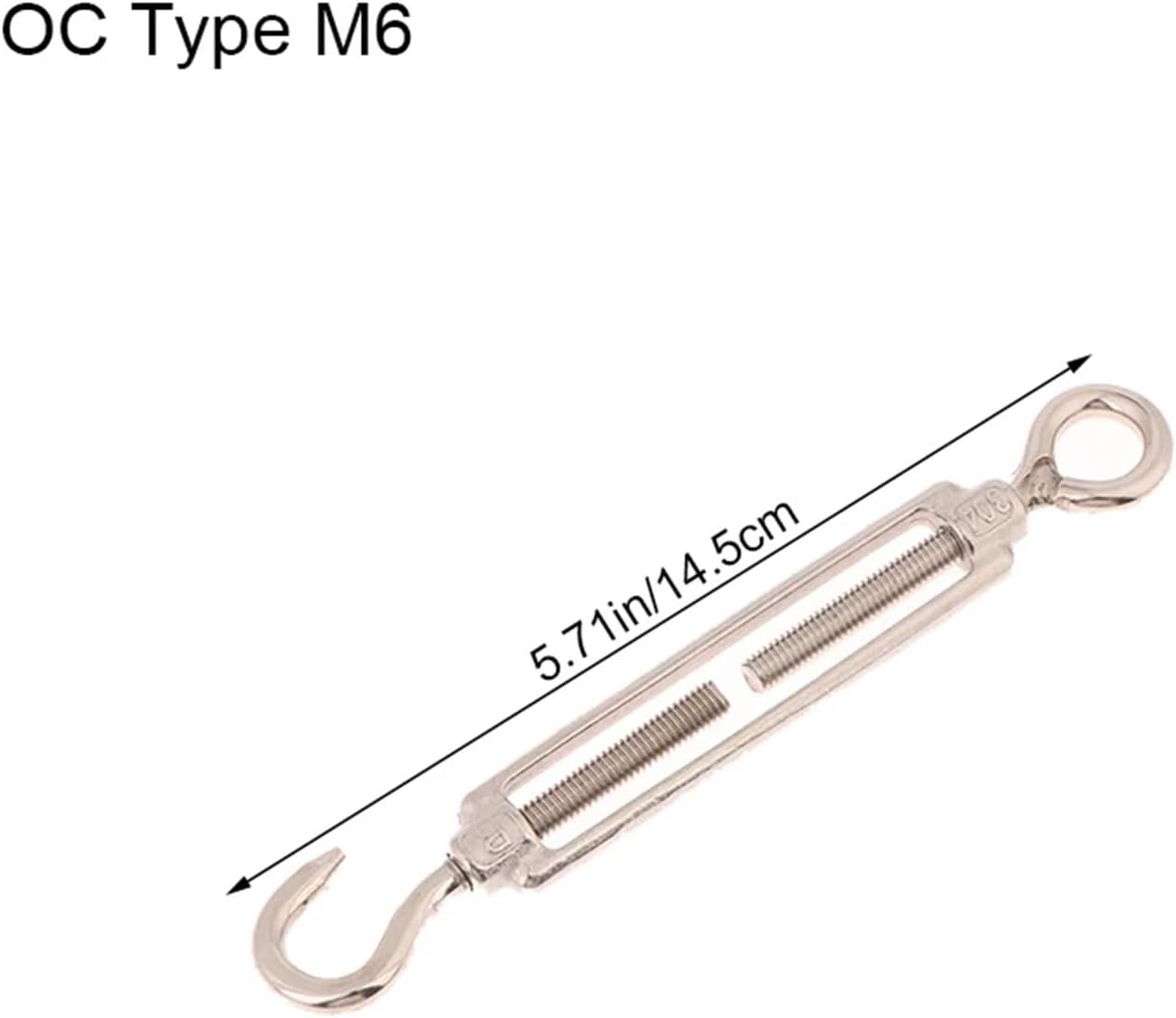 Flozari OC Type M6 Turnbuckle Hook with dimensions