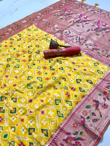 Pandadi Saree yellow patola silk saree – image 2