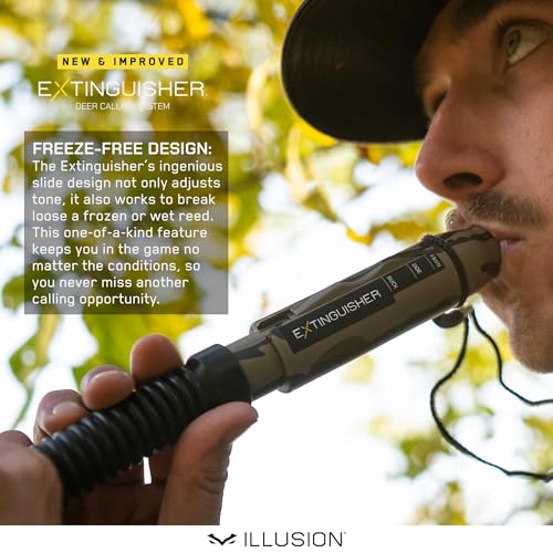 Extinguisher Deer Call by Illusion | Grunt Tube | Buck, Doe, Fawn | Adjustable 10-in-1 Call | Color (CAMO/Black) | Freeze Resistant - Image 4