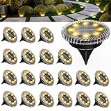 Solpex Luci solari per esterni, 20 pezzi, luci solari da pavimento, IP65, impermeabili, per scale, terrazze e marciapiedi (bianco caldo)