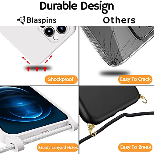 Blaspins Crossbody Lanyard Strap Case for iPhone 14 Pro, Neck Cross Body, Adjustable Holder Removable, Drop Protection Shockproof, Hands-Free Silicone Case 6.1 inch, 150 cm Strap, iP14Pro - White by Blaspins - Image 9