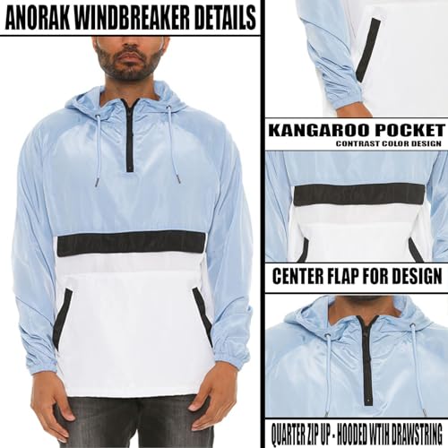 Image of WEIV GEAR Men's Full Zip Hooded Lightweight Windbreaker Anorak Jacket