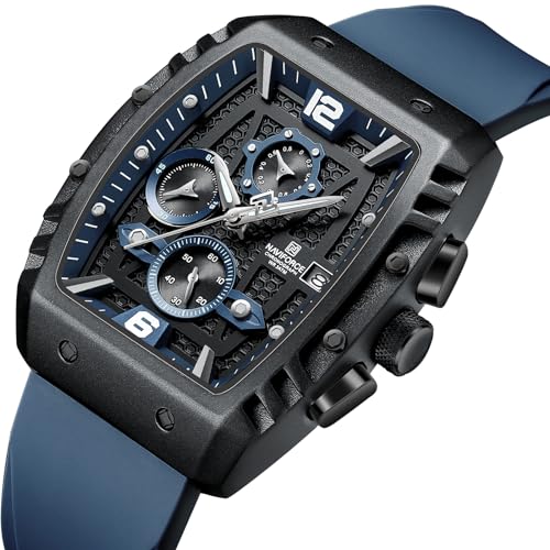 NAVIFORCE Men Quartz Watch Auto Date Week Business Dress Analog Wrist Watches BBE, black+Blue, classic style NF8025-BBEBE