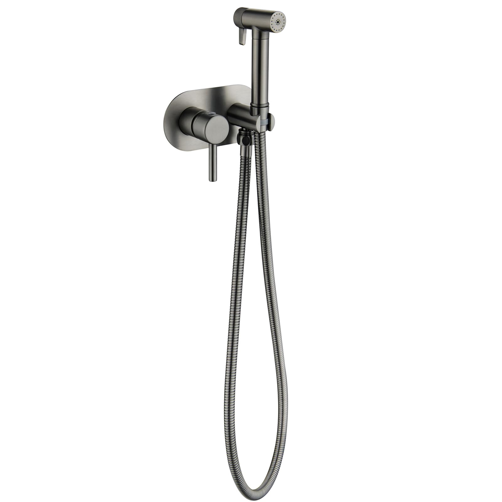 Pulverizador de bidé de mano gris pistola para inodoro, 2 modos, juego de accesorios de bidé de latón con manguera para agua caliente y fría, ideal para limpiar pañales y mascotas