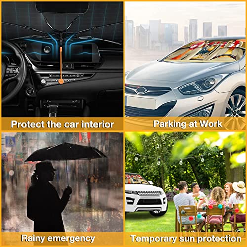 Chill·tek Funny Animals Car Windshield Umbrella, Rooster Sun Shade Umbrellas For Car Front Window,Block Uv Rays Foldable Windshield Umbrella Sun Visor Protector-Keep Vehicle Cool For Most Vehicles #TOP6