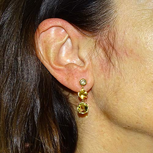 Boucles d'oreilles or jaune légères et sécurisées avec citrine
