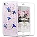 Produktbild OKZone Kompatible mit iPhone SE(2020) (4,7 Zoll) Hülle [mit HD-Schutzfolie], [Getrocknete Blumen] Blume Gepresst Handyhülle Kristall Gel Schale Schutz Echte Blume Bumper Case Cover Hülle (Blau)