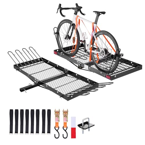 VEVOR Hitch Cargo Carrier with Bike Racks, 62' x 27' x 3' Hitch Mount Cargo Carrier for up to 4...