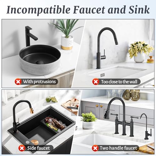 Image of PoYang 17.7 inch Faucet Mat for Kitchen Sink Splash Guard, 7 Slope Silicone Sink Water Splash Guard for Kitchen Sink Area with Snap Button, Long Sink Protectors for kitchen Sink Sponge Holder, Grey