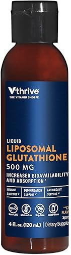 Vthrive Glutatión liposomal líquido - 500 mg - cítricos (4 onzas líquidas)