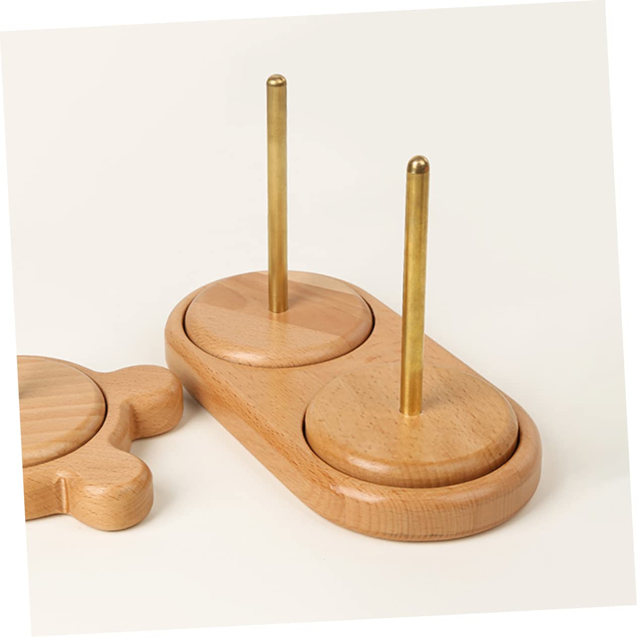 PLAFOPE Support à Fils en Bois Double pour Amateurs De Couture Et Tricot, Porte-Bobine Rotatif Pratique, Rangement Fil Laine Portable, Atelier Manuel Et Loisirs Créatifs