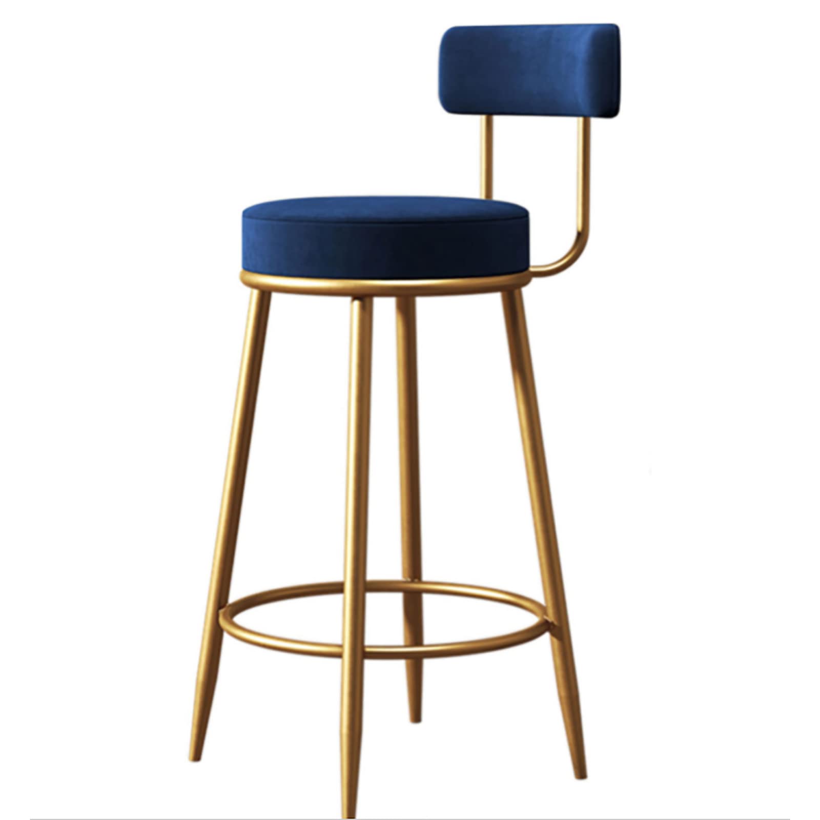 Tabourets hauts en velours haut de gamme avec dossier et structure en acier noir
