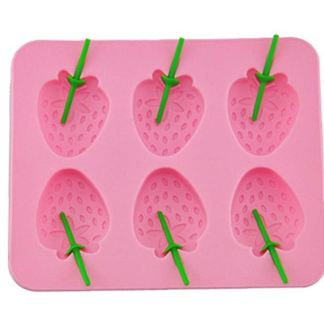 TOSSPER Strawberry Shape Ice Brick Mold Froze Cube Tray for Home Kitchen Popsicle Maker Mould