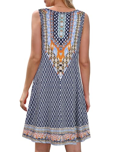 Image of Summer Dresses for Women Beach Boho Sleeveless Vintage Floral Flowy Pocket Tshirt Tank Sundresses 2026