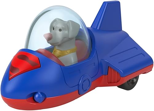 Fisher-Price - Vehículos de superhéroes de metal fundido a presión inspirados en la película DC League of Superpets – Krypto Superdog Red and Blue