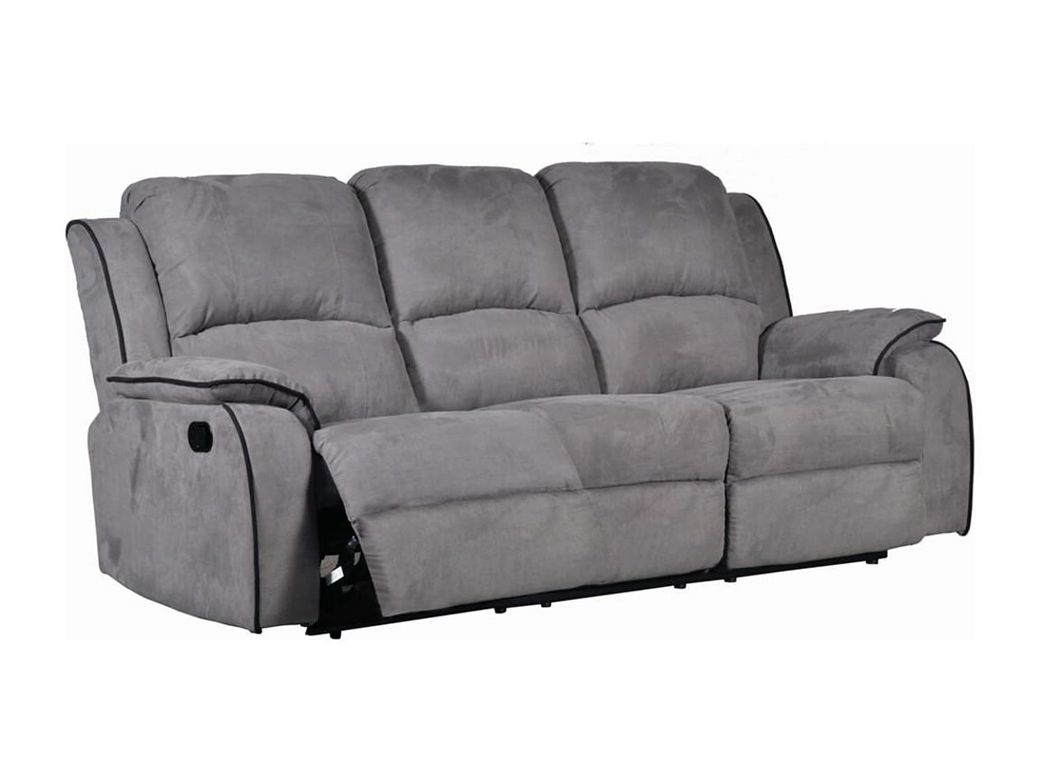 Vente-unique Couchgarnitur Relax 3+1 - Microfaser - Grau - Hernani