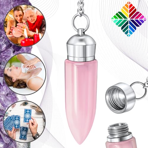 Pendule Divinatoire en Quartz Rose avec Chambre Témoin – Collection Unique au Monde – Pendule de Radiesthésie en Pierre de Quartz Rose Naturelle – 19 GR [𝐆𝐀𝐑𝐀𝐍𝐓𝐈𝐄 𝐀...