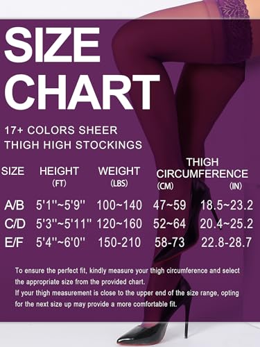 Image of DancMolly Silky Thigh High Stockings, with 17+ Colors Sheer Silicone Lace Top Pantyhose for Women