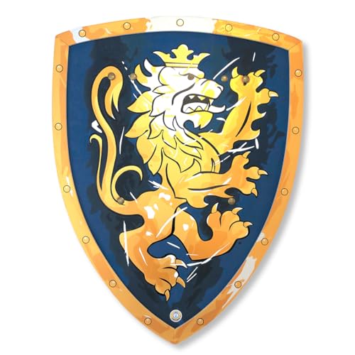 Liontouch - Noble Knight Foam Shield for Kids, Blue/Large - Age 3-8 | 17.7 x 13.8 in | Medieval Pretend Play Toy with Golden Lion Theme | Safe Battle Accessory for Dress Up & Costumes for Boys