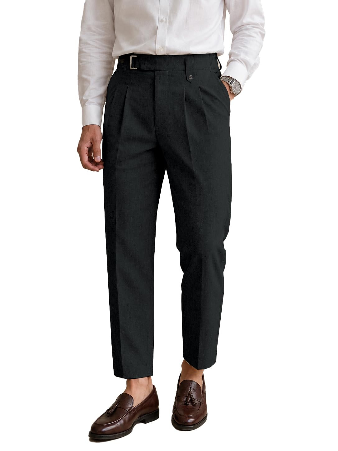 tagdo Men's Solid Colour Pant with Pocket || Casual Trosuer || Formal Trouser || Formal Slim Fit Pleated Pants for Men (2049)-picture-10