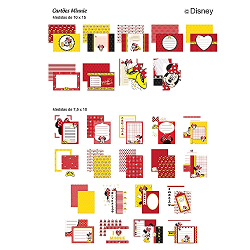 Kit Cartoes P/ Scrap Momentos Minnie Mouse, Toke E Crie, Kcsmd01, Multicoloridos