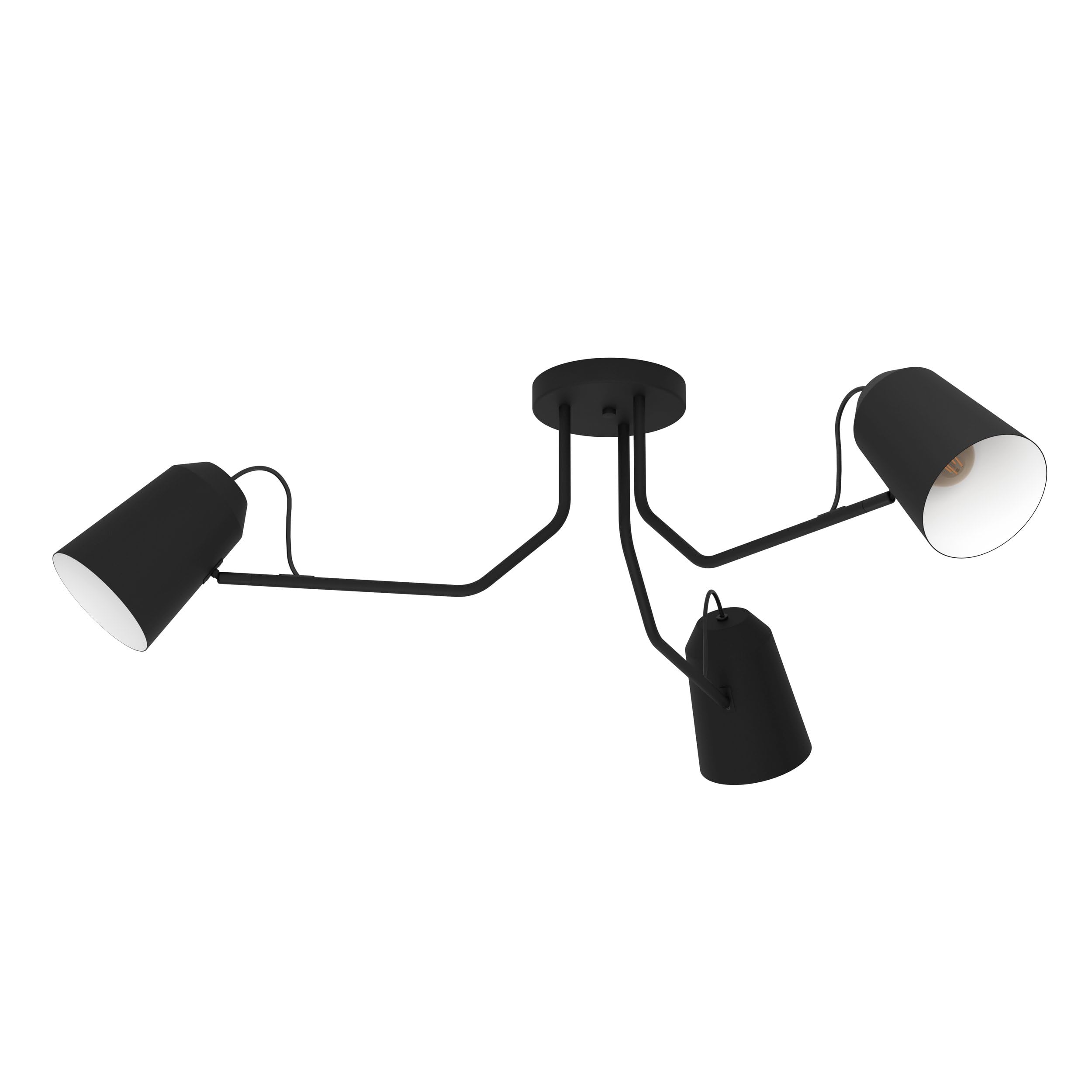 Eglo Ceiling Light Fixture Segovia, Industrial Design Ceiling Lamp With 3 Orientable Spot Lights Spotlight Bar Made Of Black Metal And Wood E27 Socket Medium  720868906 - View #2