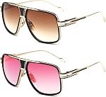 Lunettes de soleil Aviator pour hommes Retro Fashion Goggle Alliage Nuances de cadre