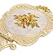 Nerien Antique Mirror Comb Set Vintage Metal Handheld Makeup Mirror with a Comb Russian Style Embossed Rose Hand Mirror Travel Portable Foldable Mirror Decorative Tabletop Stand Mirror Gold-1