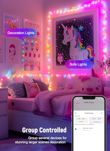 Image of Smart Fairy Lights Plug in, 2 Pack 33FT 100LEDs USB Bluetooth Twinkle Lights with Timer and Remote, App Control Starry String Lights 8 Modes for Wedding Party Indoor Christmas Decoration, Multicolor