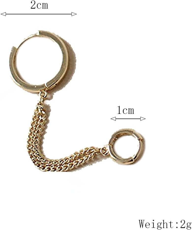 Tassel Chain Hoop Earring for Women Vintage Chunky 14k Gold Cartilage Stud Earrings Minimalist Multiple Piercing Drop Earrings Jewelry Gift - Image 3