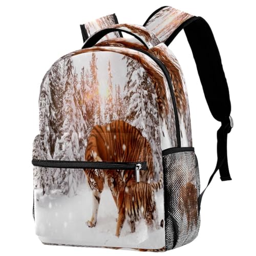 Sac à dos d'école et voyage motif tigre multicolore pour fille garçon et adolescent