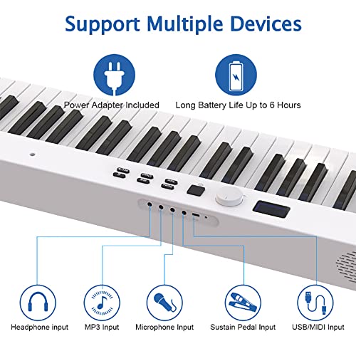 GIASSO Piano numérique Pliant à 88 Touches, Clavier de Piano électrique, Facile à Ranger et à Transporter, Effet sonore stéréo Surround, Cadeaux pour Enfants, Parents, Amis et mélomanes - Les Beatles, Paul McCartney, John Lennon, RIngo Starr, George Harrison GIASSO Piano numérique Pliant à 88 Touches, Clavier de Piano électrique, Facile à Ranger et à Transporter, Effet sonore stéréo Surround, Cadeaux pour Enfants, Parents, Amis et mélomanes – Image 5