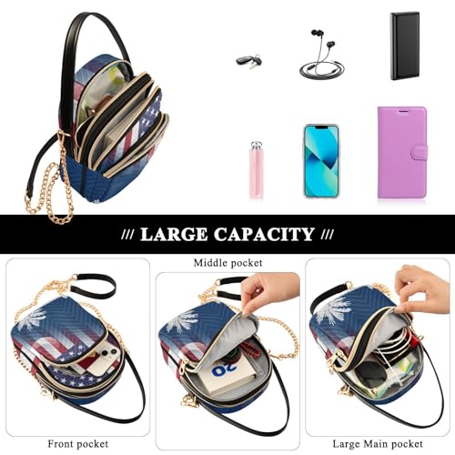 Image of Patriot Flag Cell Phone Purse Crossbody Handbag Durable Shoulder Bag Sturdy Travel Pouch