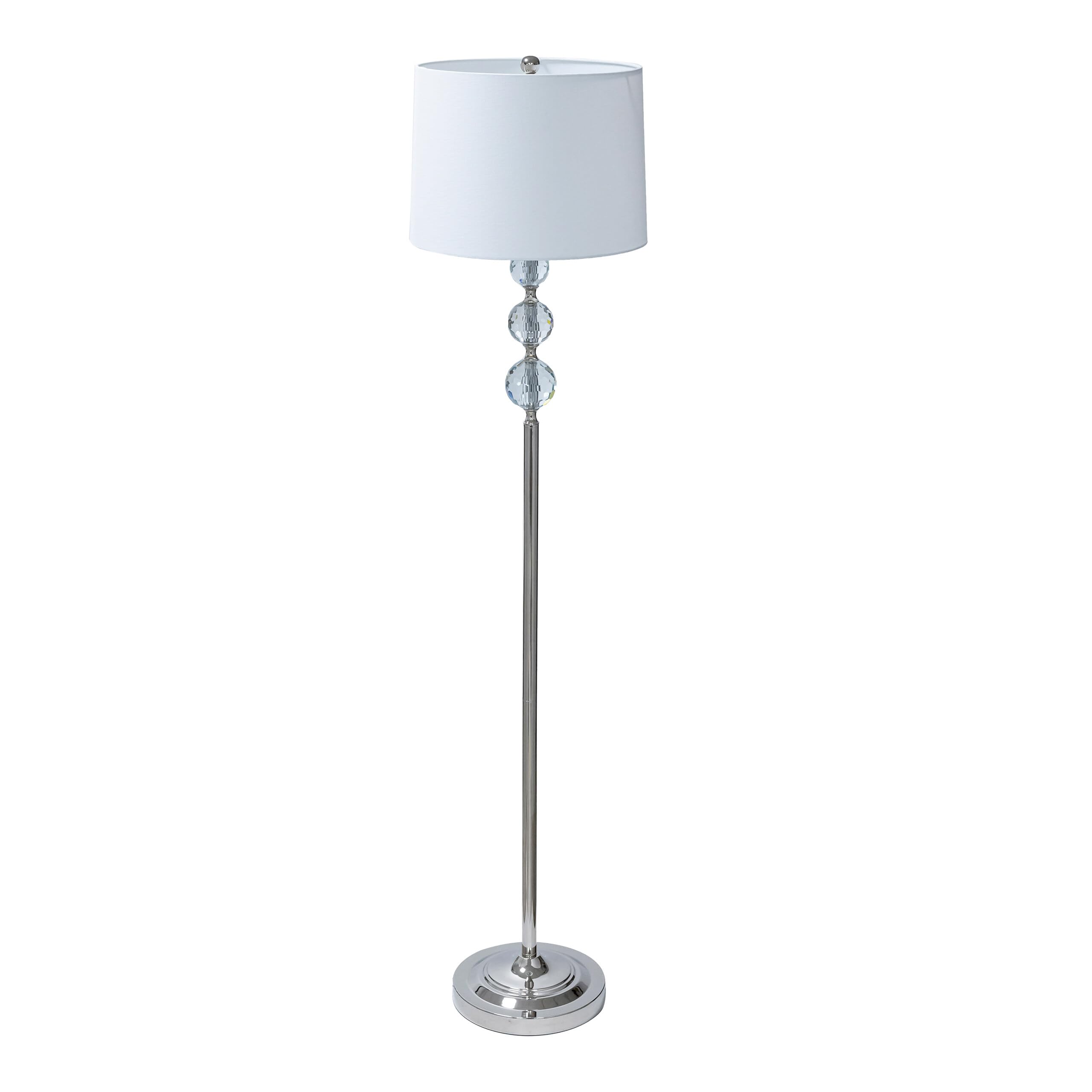Relaxdays Lampada da Terra, Paralume in Tessuto, Metallo, E27, 155x35,5 cm, Effetto Cristallo