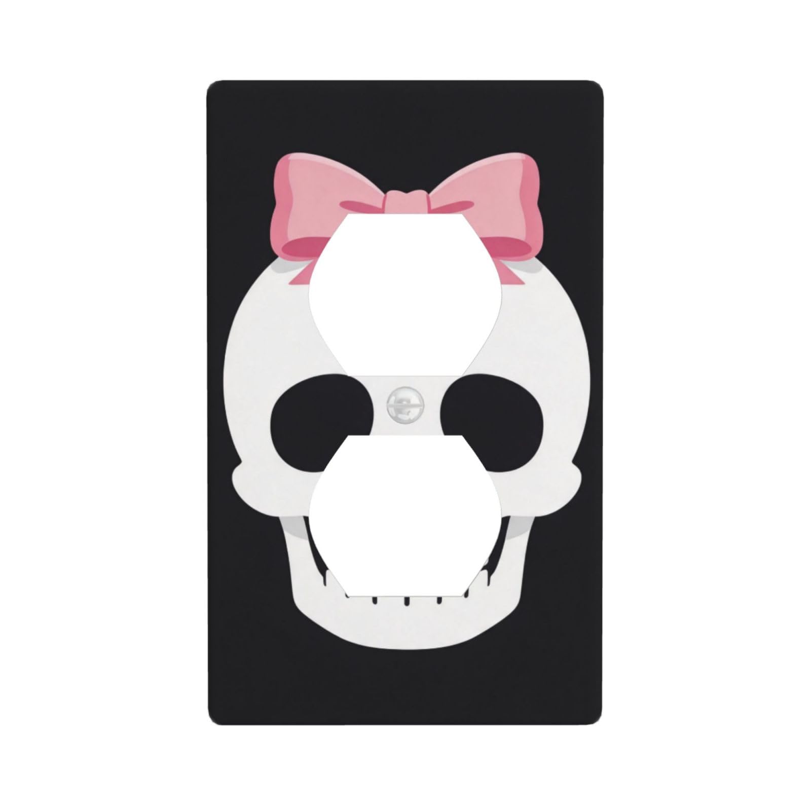 Bow Skull Flat Unbreakable Polycarbonate Switch Plate-1 Gang Screwless Wall Plate for Home Office