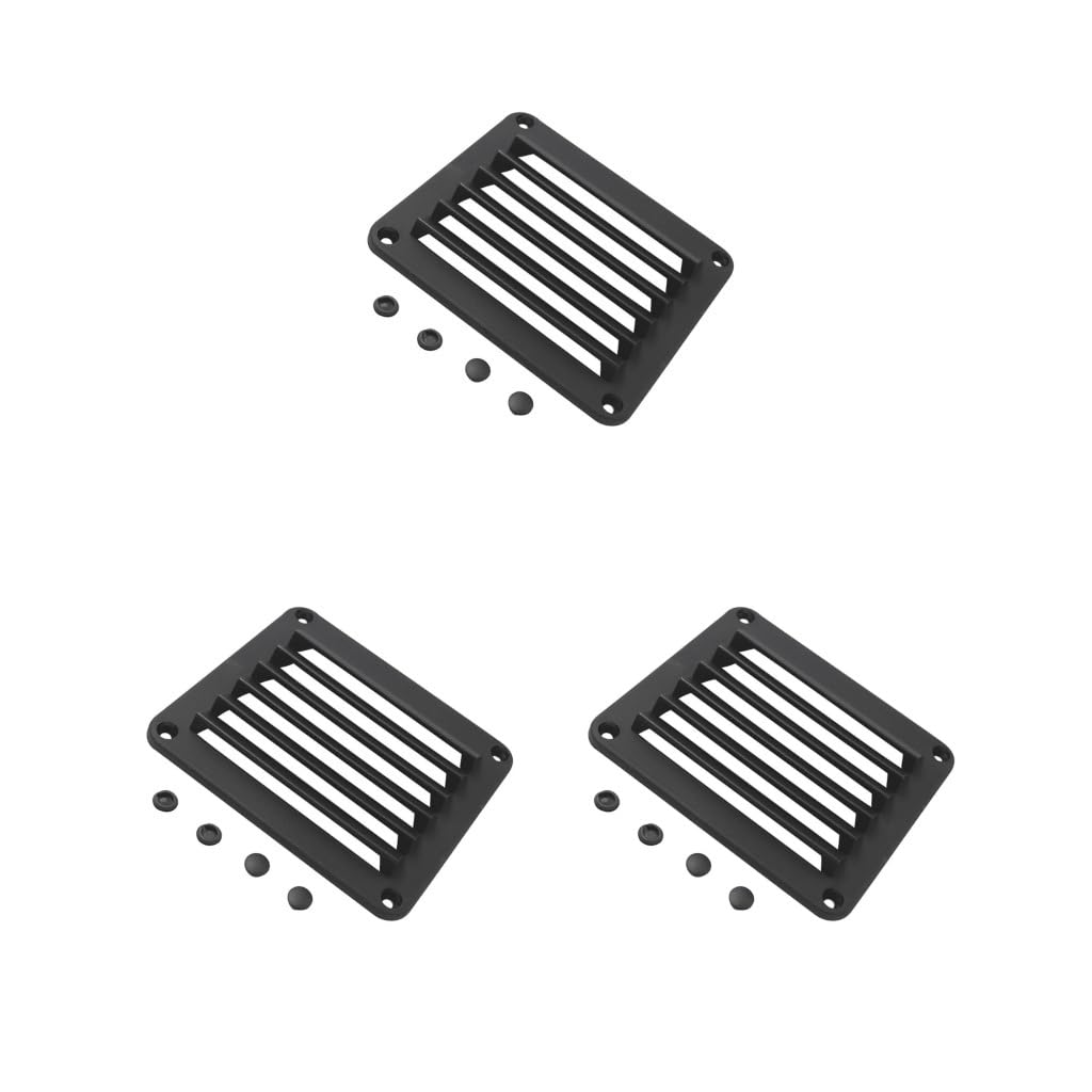 Juego de 3 rejillas de ventilación de plástico ABS negro de 5-1/2 x 4-7/8 pulgadas para barco