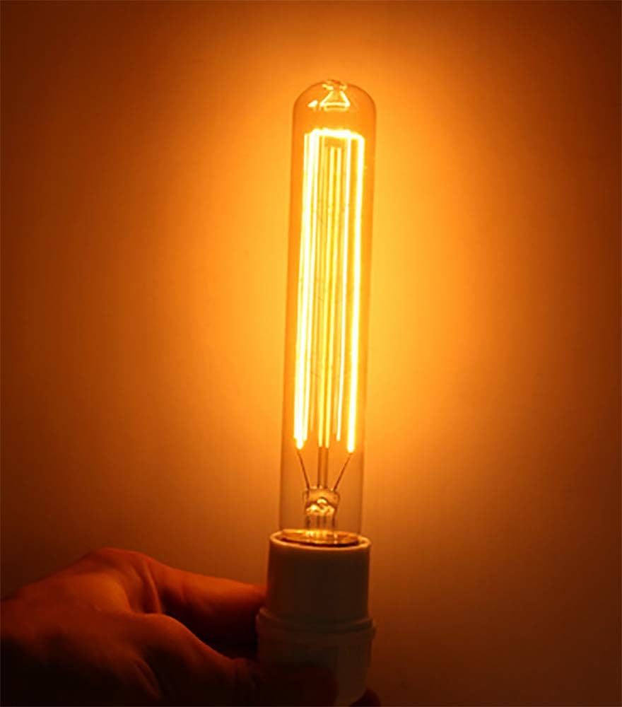 25W Vintage Edison Bulbs T10/T30 Tubular Filament Bulb T185 Antique Long Incandescent Bulb 2300K Amber Glass E26 Medium Base 4 Pack