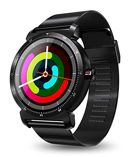 RanGuo Reloj Inteligente para Hombres Mujeres y niños, Estilo de Negocios Deportes al Aire Libre Smart Watch para Sistema Android y iOS, Soporte para Responder Llamadas y Enviar Mensajes. (Negro)