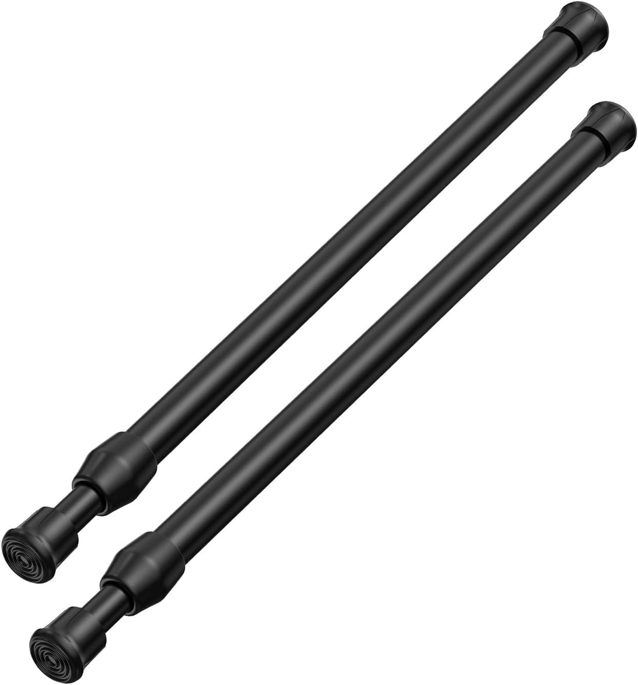 MEXAU 2Pack Tension Curtain Rod 1220 inch, Black Curtain