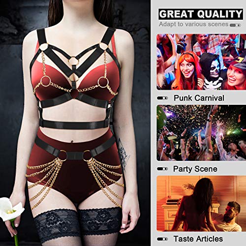 BBOHSS Damen Body Harness BH Punk Strumpfband Elastisch Verstellbarer BH Tanz Karneval Gothic Kostümzubehör