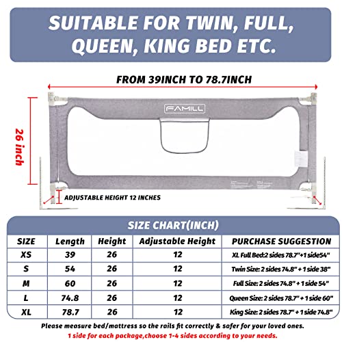 Famill 189 Upgrade Bed Guard Rail For Full Size Queen King Twin Bed For Toddlers And Baby thumb #3