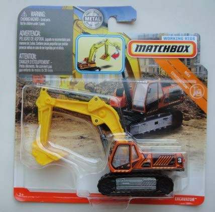 Matchbox Construcción, equipo de trabajo de excavadora naranja/amarillo