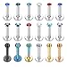 Finrezio 18Pcs 16G 316L Stainless Steel Labret Monroe Lip Rings Opal CZ Ball Cartilage Helix Tragus Nose Piercing 6-8mm Bar 2-3mm Stud